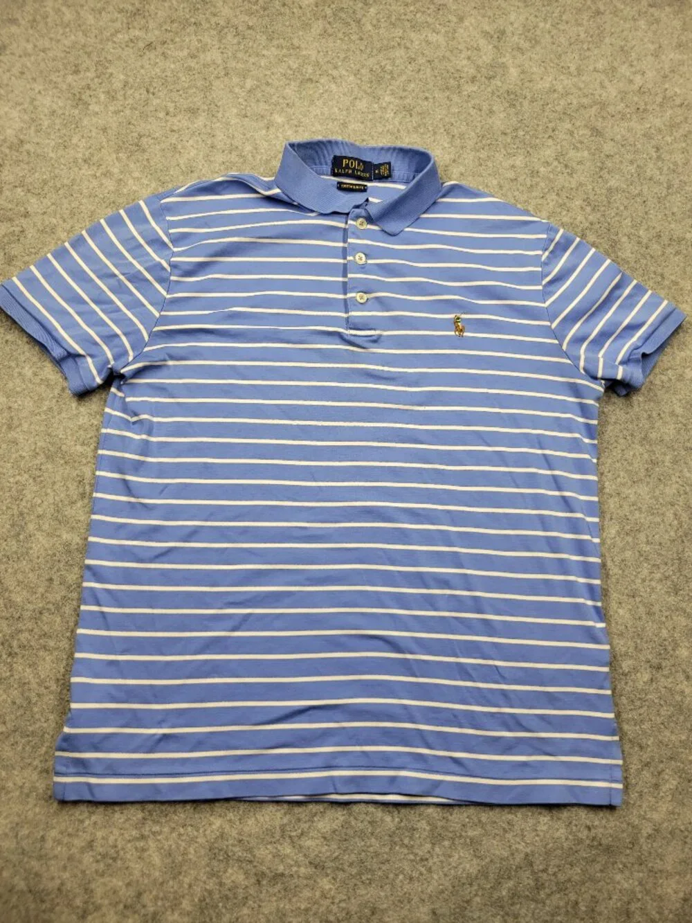 Polo Ralph Lauren Mens polo shirt  size medium blue and white good condition